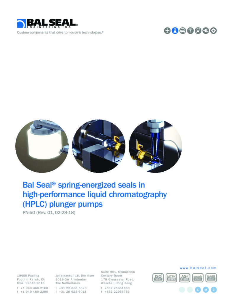 hplc plunger pump seal application bulletin