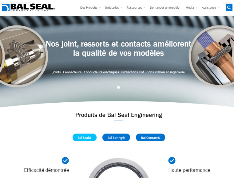 Fabricant global de joints, ressorts et contacts Bal Seal Engineering